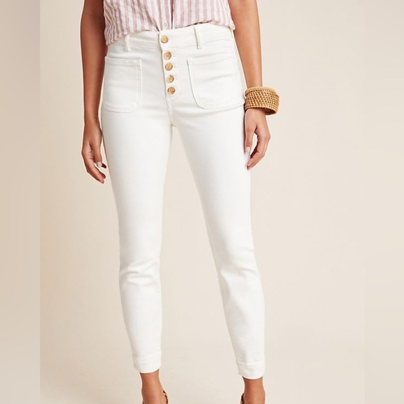 Anthropologie Denim - Anthropologie Jeans Sz 28 White High-Rise Denim Legging Button Fly Skinny Fit